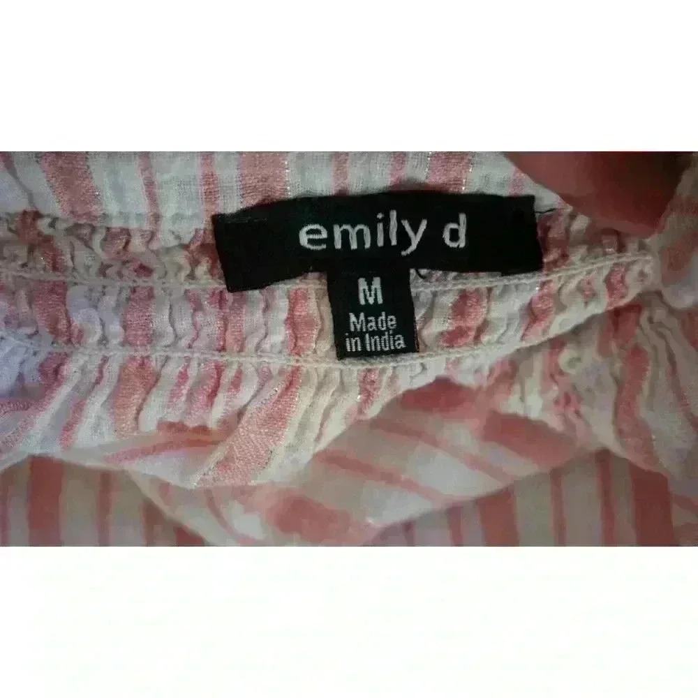 Emily D Women’s Striped Lurex Blouse with Fluted Sleeves (Size M) - Picture 4 of 14
